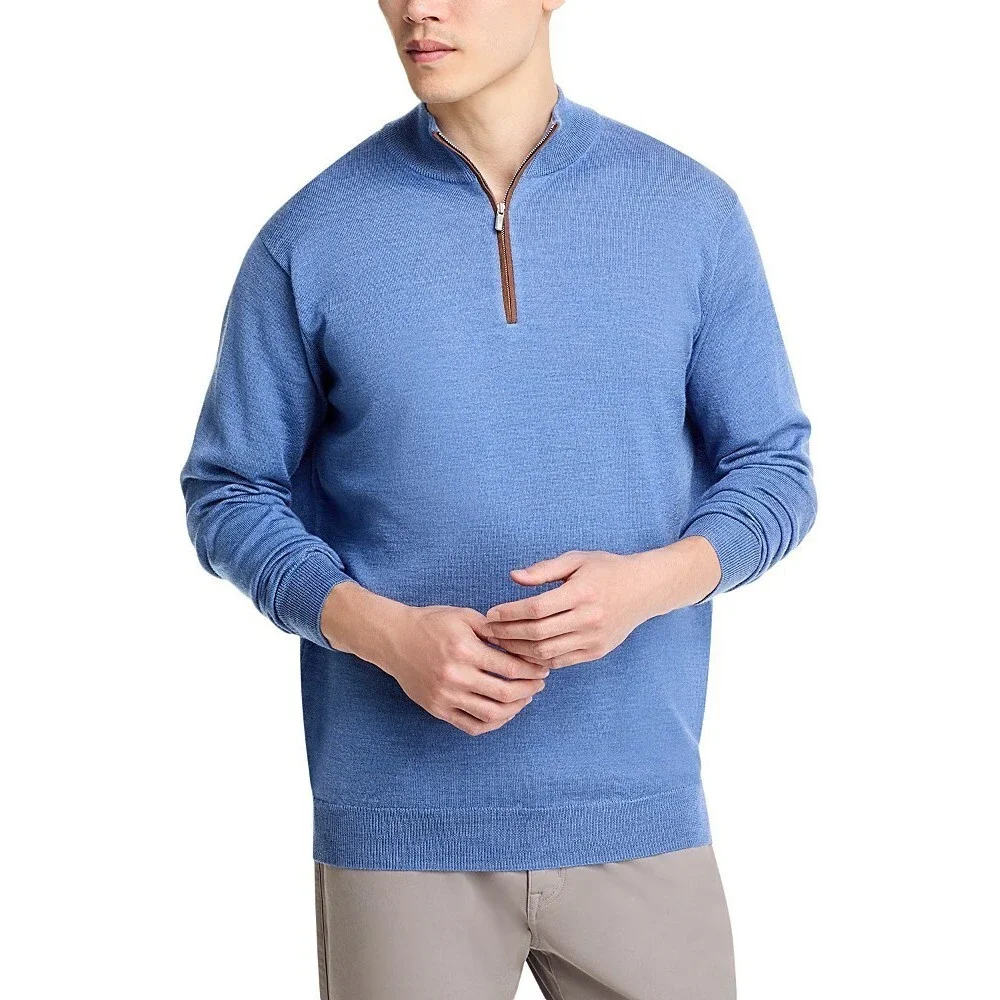 Peter Millar Crown Autumn Crest 1/4 Zip Wool Blend Sweater Mens XXL Regatta Blue